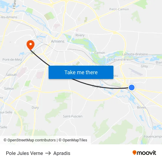 Pole Jules Verne to Apradis map