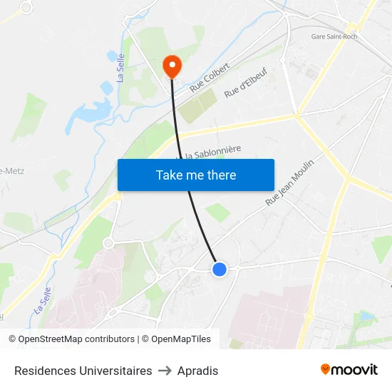 Residences Universitaires to Apradis map