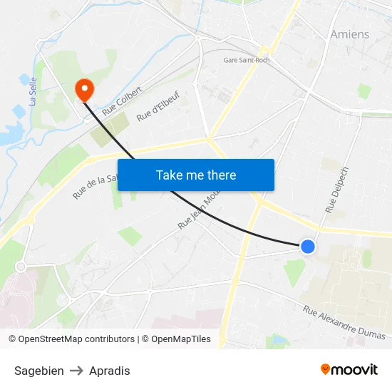 Sagebien to Apradis map