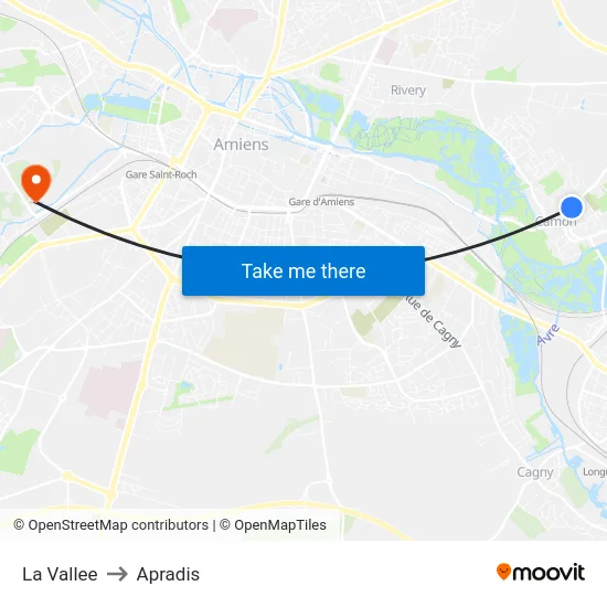 La Vallee to Apradis map