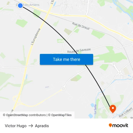 Victor Hugo to Apradis map