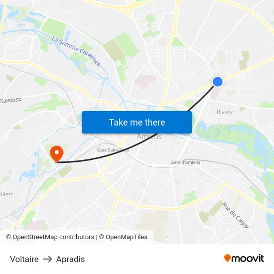 Voltaire to Apradis map