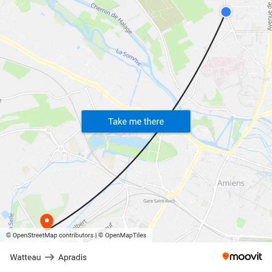 Watteau to Apradis map