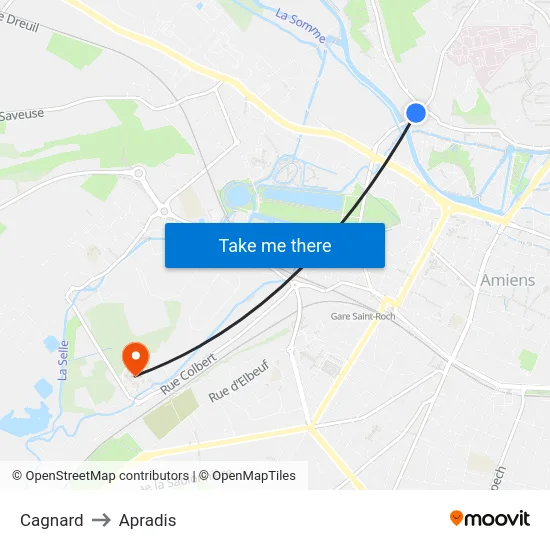 Cagnard to Apradis map