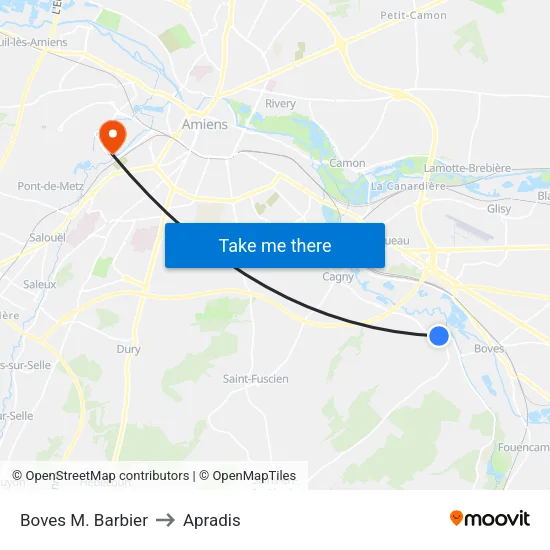 Boves M. Barbier to Apradis map