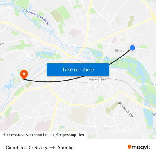 Cimetiere De Rivery to Apradis map