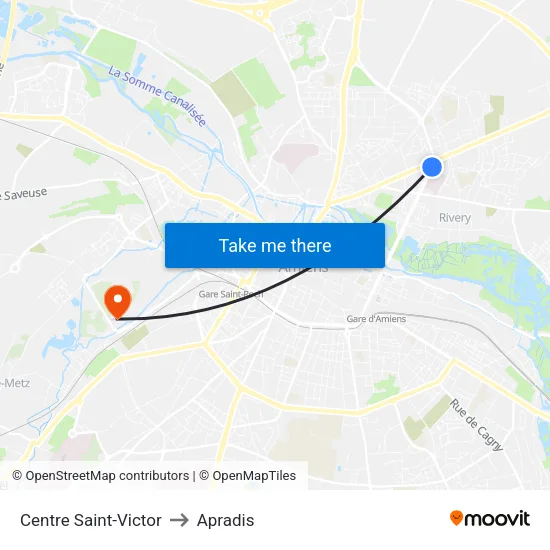 Centre Saint-Victor to Apradis map