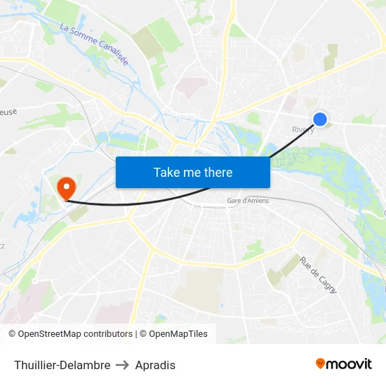 Thuillier-Delambre to Apradis map