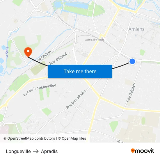 Longueville to Apradis map