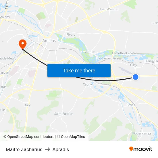 Maitre Zacharius to Apradis map