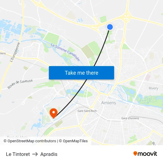 Le Tintoret to Apradis map