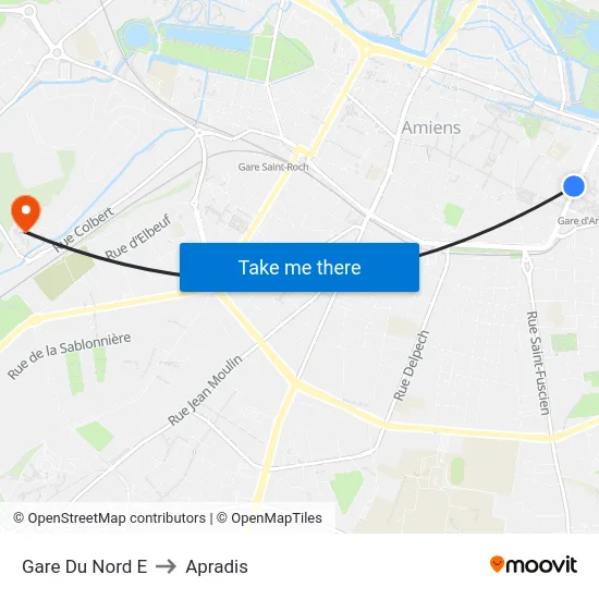 Gare Du Nord E to Apradis map