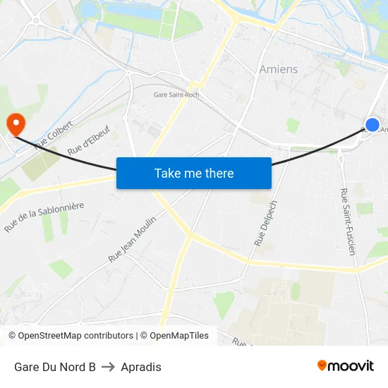 Gare Du Nord B to Apradis map