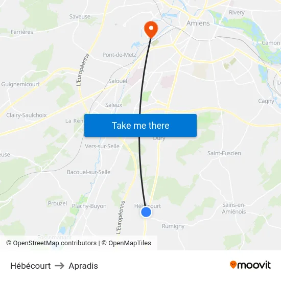 Hébécourt to Apradis map