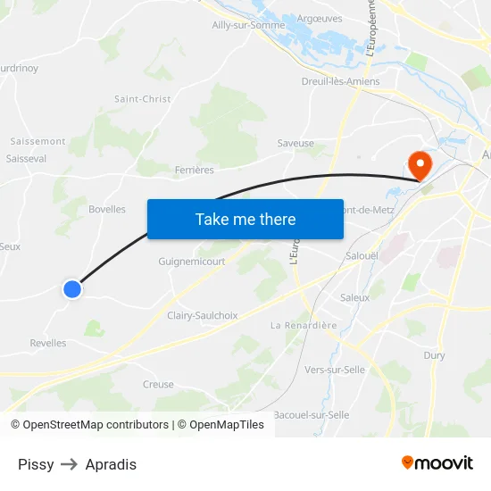 Pissy to Apradis map