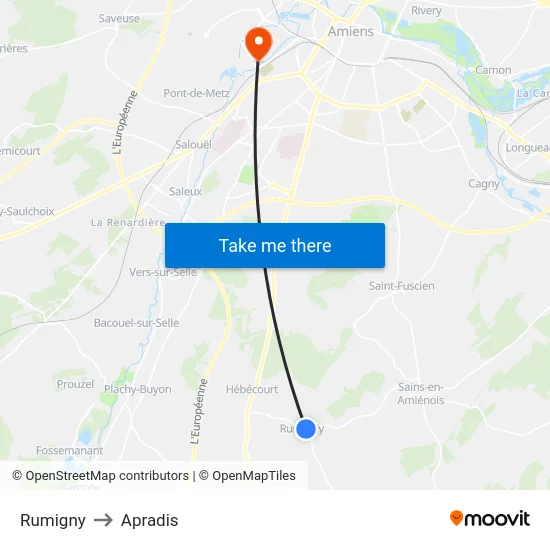 Rumigny to Apradis map