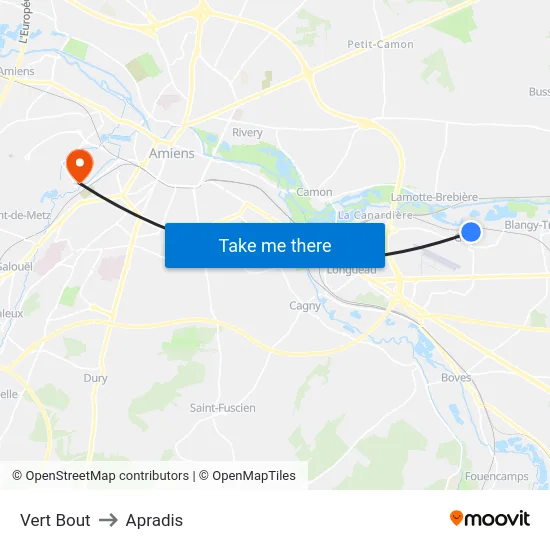 Vert Bout to Apradis map