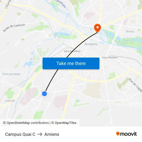 Campus Quai C to Amiens map