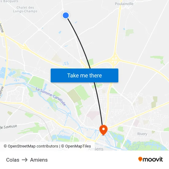 Colas to Amiens map