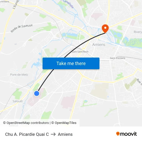Chu A. Picardie Quai C to Amiens map