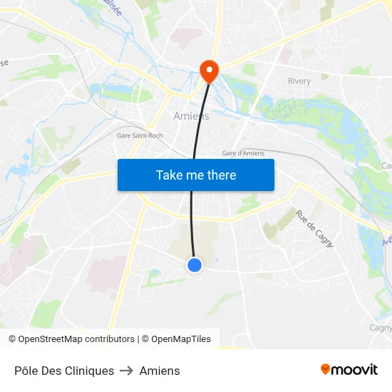 Pôle Des Cliniques to Amiens map