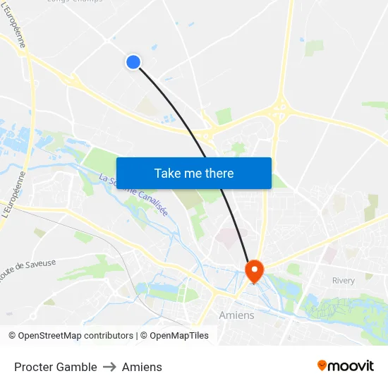 Procter Gamble to Amiens map