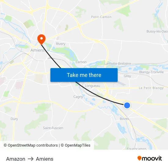 Amazon to Amiens map