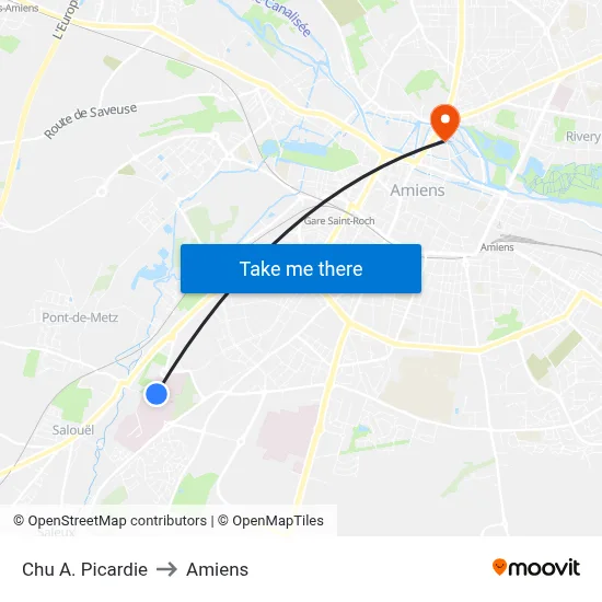Chu A. Picardie to Amiens map
