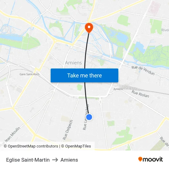 Eglise Saint-Martin to Amiens map