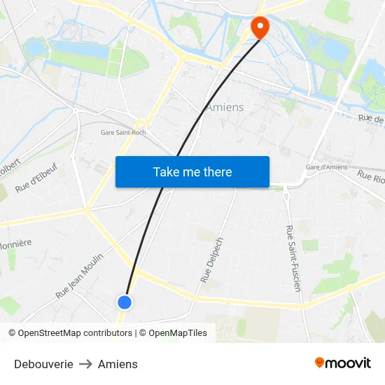 Debouverie to Amiens map