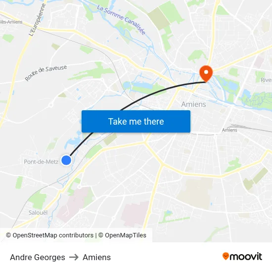 Andre Georges to Amiens map