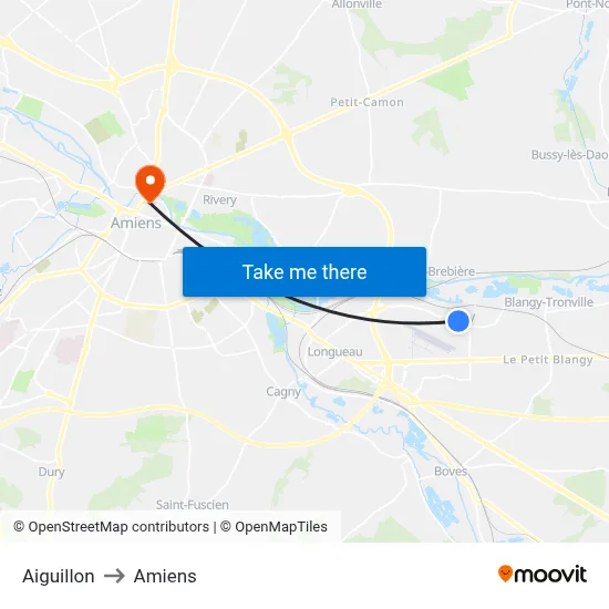 Aiguillon to Amiens map