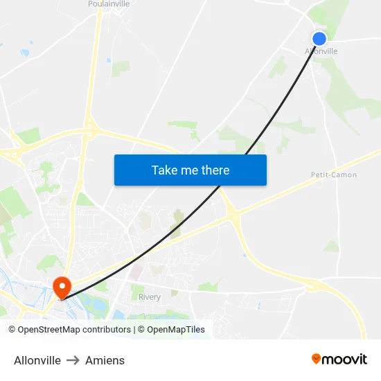Allonville to Amiens map