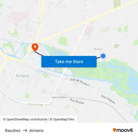 Baudrez to Amiens map