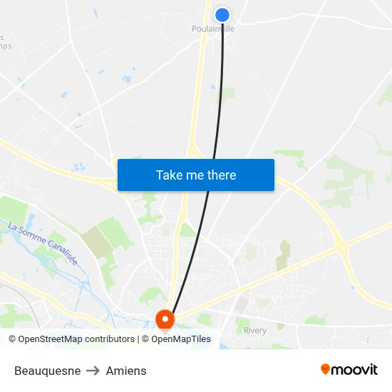 Beauquesne to Amiens map