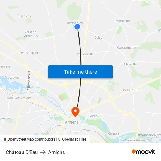 Château D'Eau to Amiens map