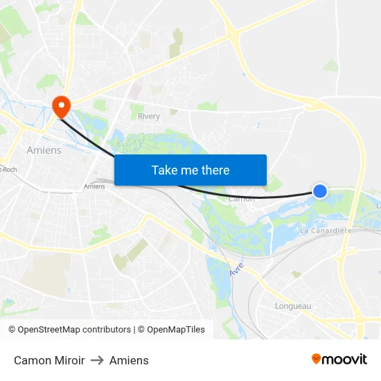 Camon Miroir to Amiens map