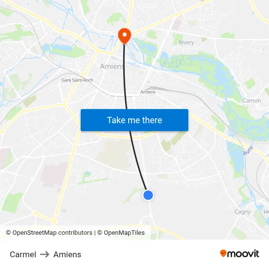 Carmel to Amiens map