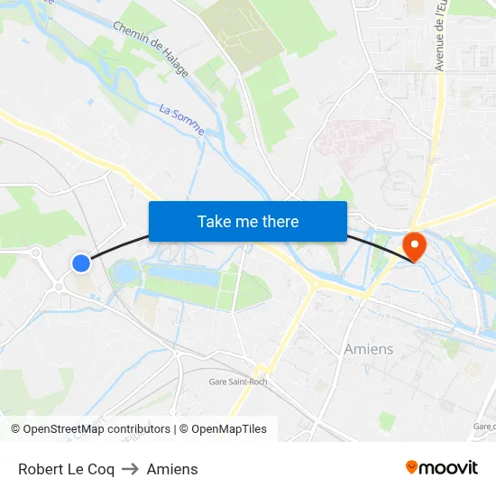 Robert Le Coq to Amiens map
