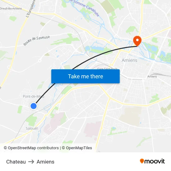 Chateau to Amiens map