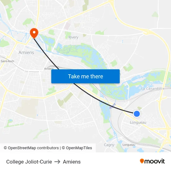 College Joliot-Curie to Amiens map