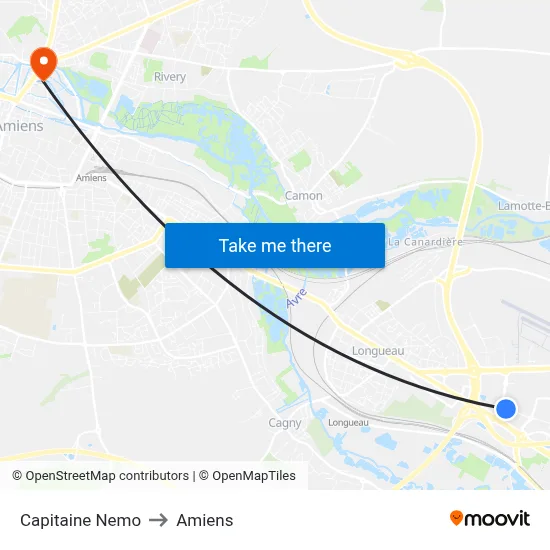 Capitaine Nemo to Amiens map