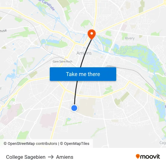 College Sagebien to Amiens map