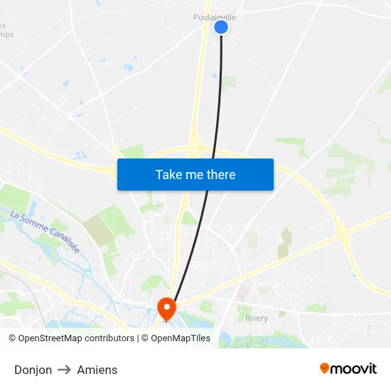 Donjon to Amiens map
