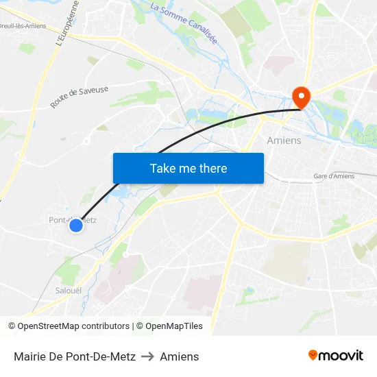 Mairie De Pont-De-Metz to Amiens map