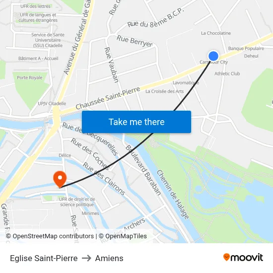 Eglise Saint-Pierre to Amiens map