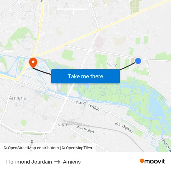 Florimond Jourdain to Amiens map