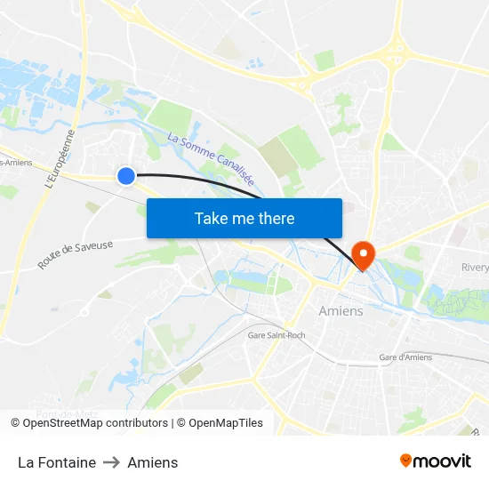 La Fontaine to Amiens map
