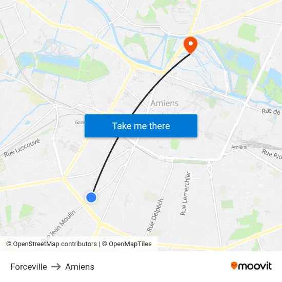 Forceville to Amiens map