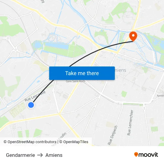 Gendarmerie to Amiens map